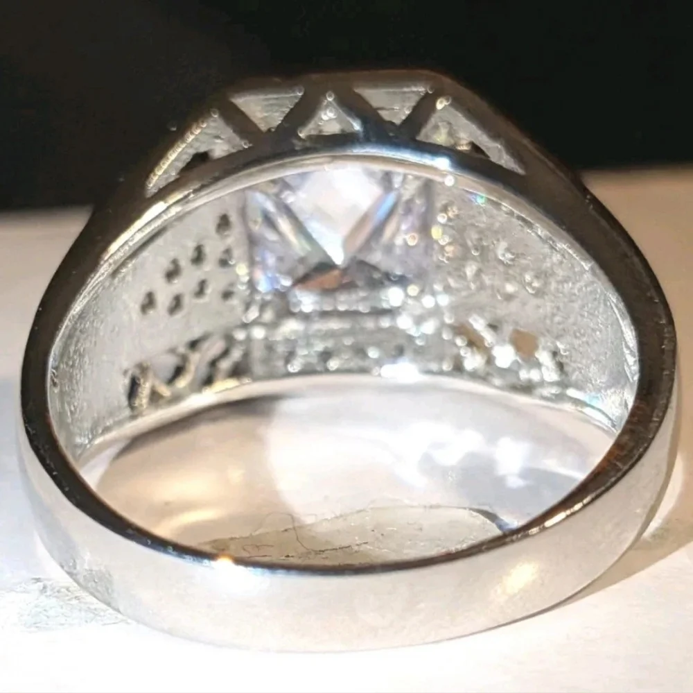 4 Ct Shiny Classic Men's Lab Created Diamond 925 Silver Wedding Band Ring Sz 12